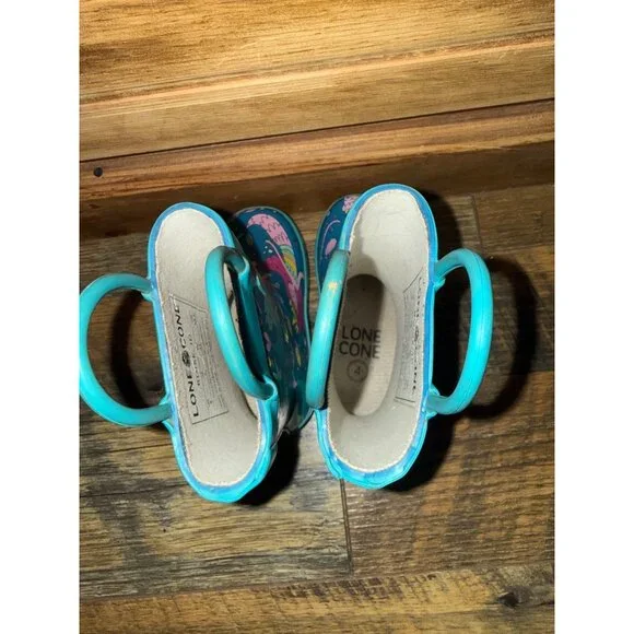 Lone Cone Mermaids Kids Rain Boots Size 4 - Picture 7 of 14